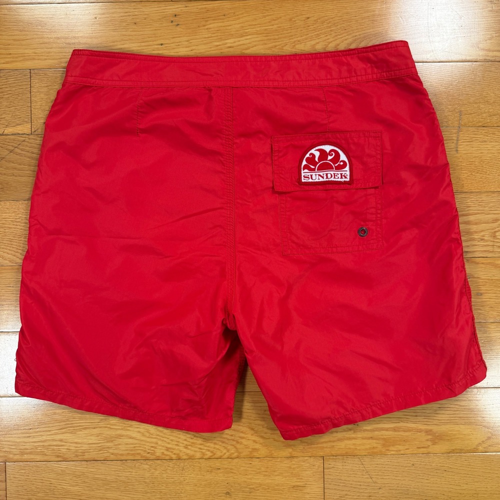 Sundek Mens Size 32 Red Board Shorts 6" Inseam Swim Trunks